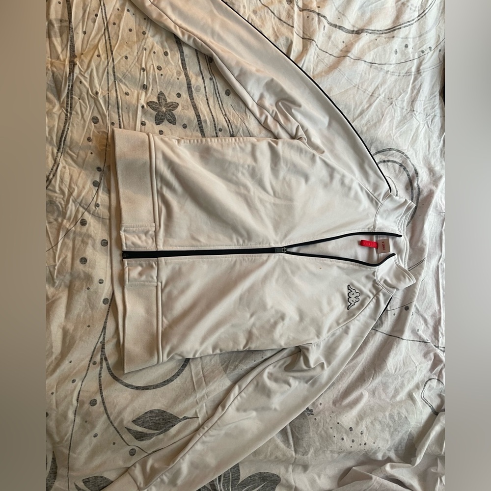 White Kappa track jacket with logos on sleeves